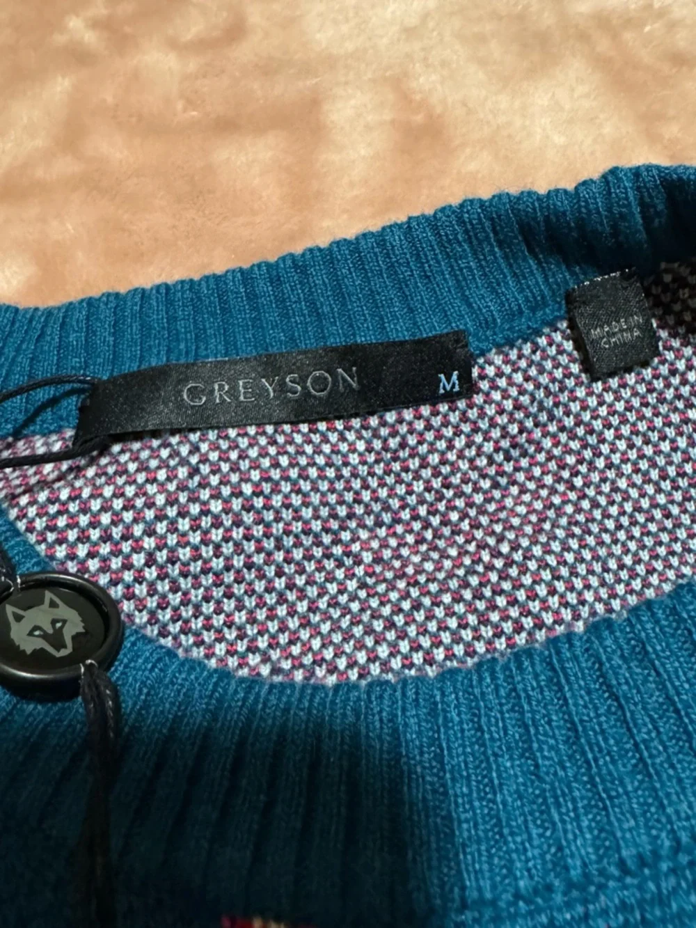 NWT Greyson Story Telling Wool/Cashmere Crewneck Sweater, Teal, Size M